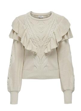 Pullover Only Rillo Rüschens Beige für Damen