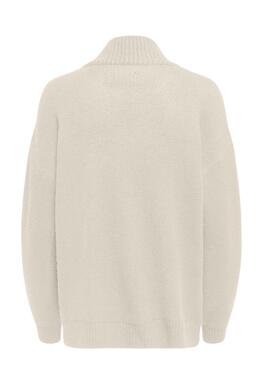 Pullover Only Viso-Jacquard Beige für Damen