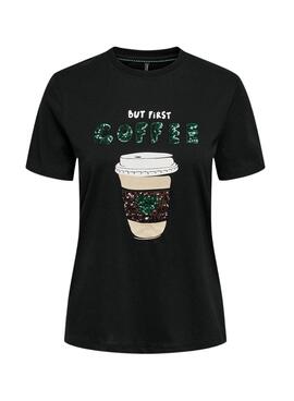T-Shirt Only Kita Kaffee Schwarz für Damen