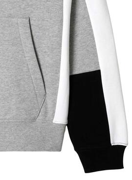 Sweatshirt Lacoste Jogger Farbe Block Kapuze Grau