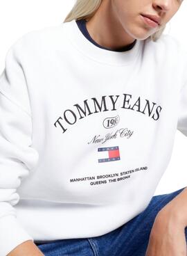 Sweatshirt Tommy Jeans Luxe Atlethic Weiss Damen