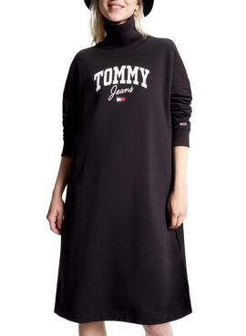 Kleid Tommy Jeans Uni Cuello Perkins Schwarz