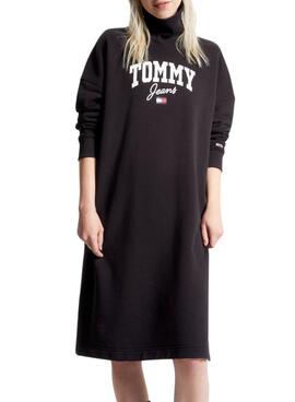 Kleid Tommy Jeans Uni Cuello Perkins Schwarz