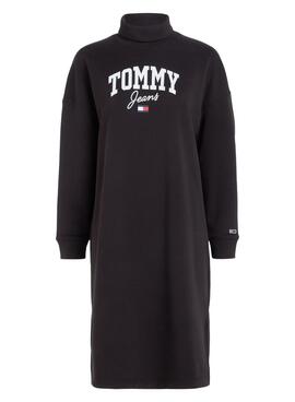 Kleid Tommy Jeans Uni Cuello Perkins Schwarz