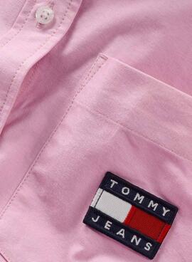 Hemd Tommy Jeans Badge BoyFreund Rosa für Damen