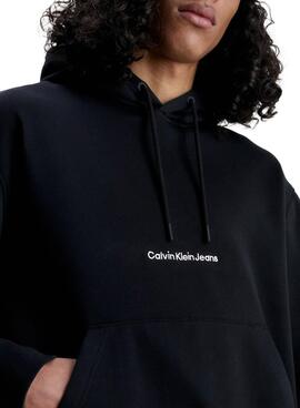 Sweatshirt Calvin Klein Institutional Hoodie Schwarz