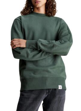 Sweatshirt Calvin Klein Jeans Gewebt Tab Crew Grün