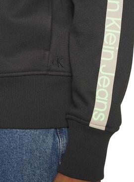 Sweatshirt Calvin Klein Jeans Logo Tape Zip Schwarz