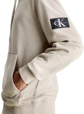 Sweatshirt Calvin Klein Jeans Badge Hoodie Beige