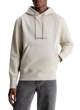 Sweatshirt Calvin Klein Institutional Hoodie Beige