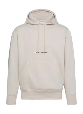 Sweatshirt Calvin Klein Institutional Hoodie Beige