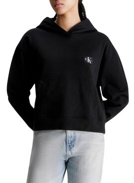 Sweatshirt Calvin Klein Jeans Gewebtes Etikett Schwarz