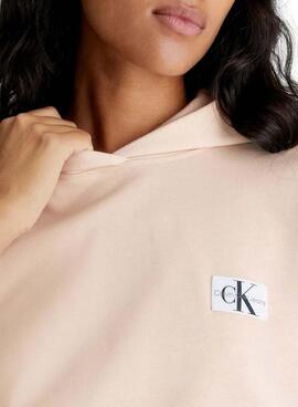 Sweatshirt Calvin Klein Jeans Gewebtes Etikett Beige