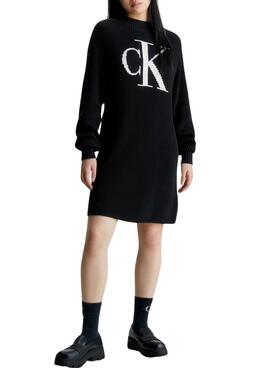Kleid Calvin Klein Jeans Intarsie Schwarz Damen