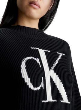 Kleid Calvin Klein Jeans Intarsie Schwarz Damen
