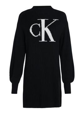 Kleid Calvin Klein Jeans Intarsie Schwarz Damen