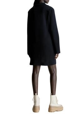 Kleid Calvin Klein Jeans Halsbandetikett Rib Schwarz