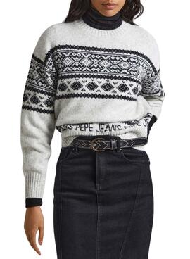 Pullover Pepe Jeans Elodie Weiss Jacquard Damen