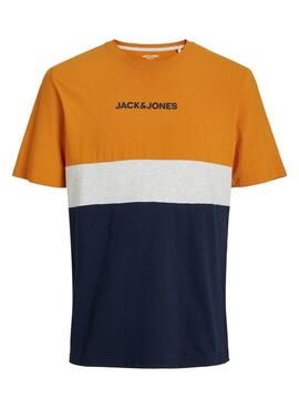 T-Shirt Jack & Jones Eired Block Orange Herren