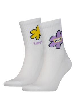 Pack 2 Socken Levis Flower Weiss Damen