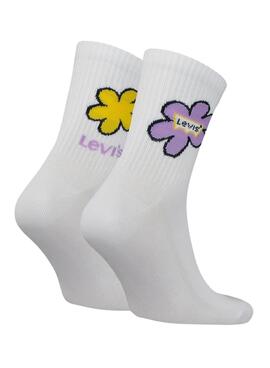 Pack 2 Socken Levis Flower Weiss Damen