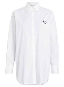 Hemd Calvin Klein Loose Monologo Weiss Damen