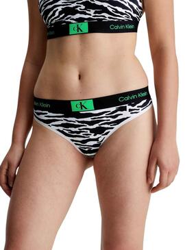 Tanga Calvin Klein Modern Split Tiger Weiss Damen