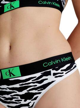 Tanga Calvin Klein Modern Split Tiger Weiss Damen