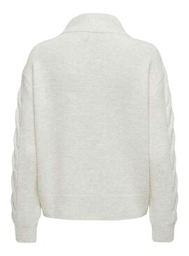 Pullover Only Leise Zip Weiss für Damen