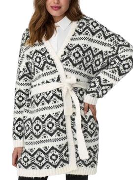 Strickjacke Only Carin Life Weiss Schwarz Damen