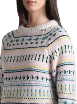 Pullover Only Fenja Beige Printed für Damen