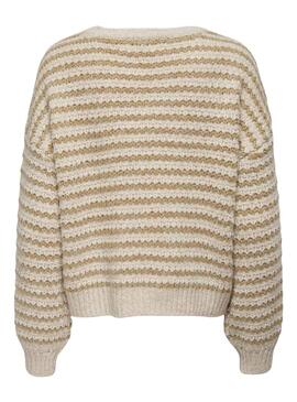 Pullover Only Lann Streifen Beige für Damen