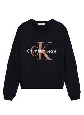Sweatshirt Calvin Klein Bronze Monogram Schwarz Mädchen