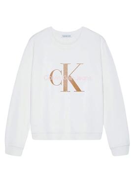 Sweatshirt Calvin Klein Bronze Monogram Weiss Mädchen