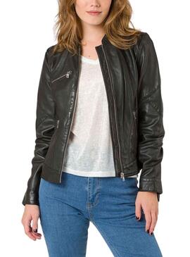 Jacke Naf Naf Leder Schwarz für Damen
