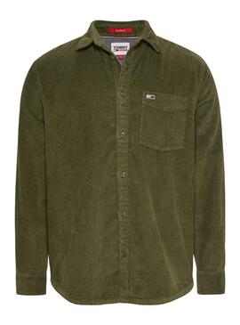 Hemd Tommy Jeans Relaxed Corduroy Grün Herren