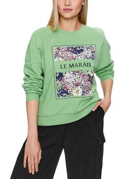 Sweatshirt Only Amor Grün Flores für Damen