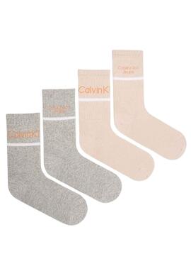 Socken Calvin Klein Jeans Logo Stripe Rosa