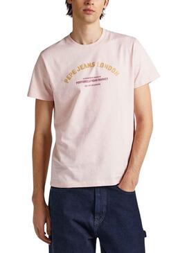 T-Shirt Pepe Jeans Waddon Rosa für Herren