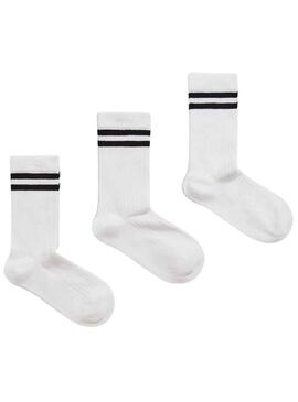 Pack 3 Socken Pepe Jeans Ribetes Weiss Damen