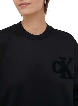 Sweatshirt Calvin Klein Chenille Schwarz für Damen