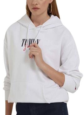 Sweatshirt Tommy Jeans Essential Logo 1 Weiss Damen