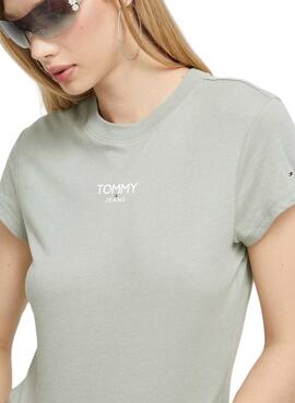 T-Shirt Tommy Jeans Essential Logo Grün Damen