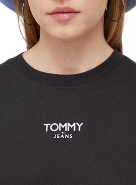 T-Shirt Tommy Jeans Essential Logo Schwarz Damen