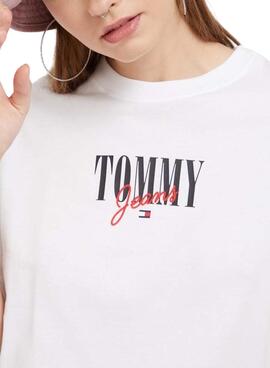 T-Shirt Tommy Jeans Essential Logo Weiss Damen