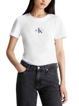 T-Shirt Calvin Klein Jeans Jumpsuitlogo Slim Weiss
