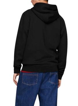 Sweatshirt Tommy Jeans Essential Flag Hood Schwarz