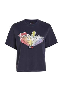 T-Shirt Tommy Jeans RainBogen Flag Marineblau Damen