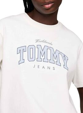 T-Shirt Tommy Jeans Varsity Lux Weiss für Damen