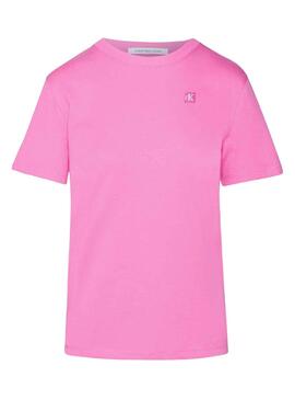 T-Shirt Calvin Klein Embro Badge Rosa für Damen